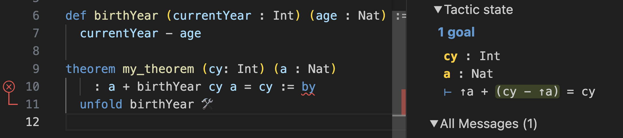 Goal: ↑a + (cy - ↑a) = cy